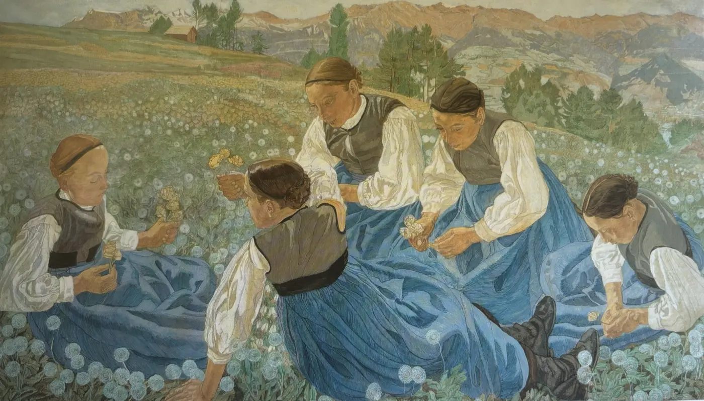 Raphy Dallèves, Saviésannes cueillant des fleurs